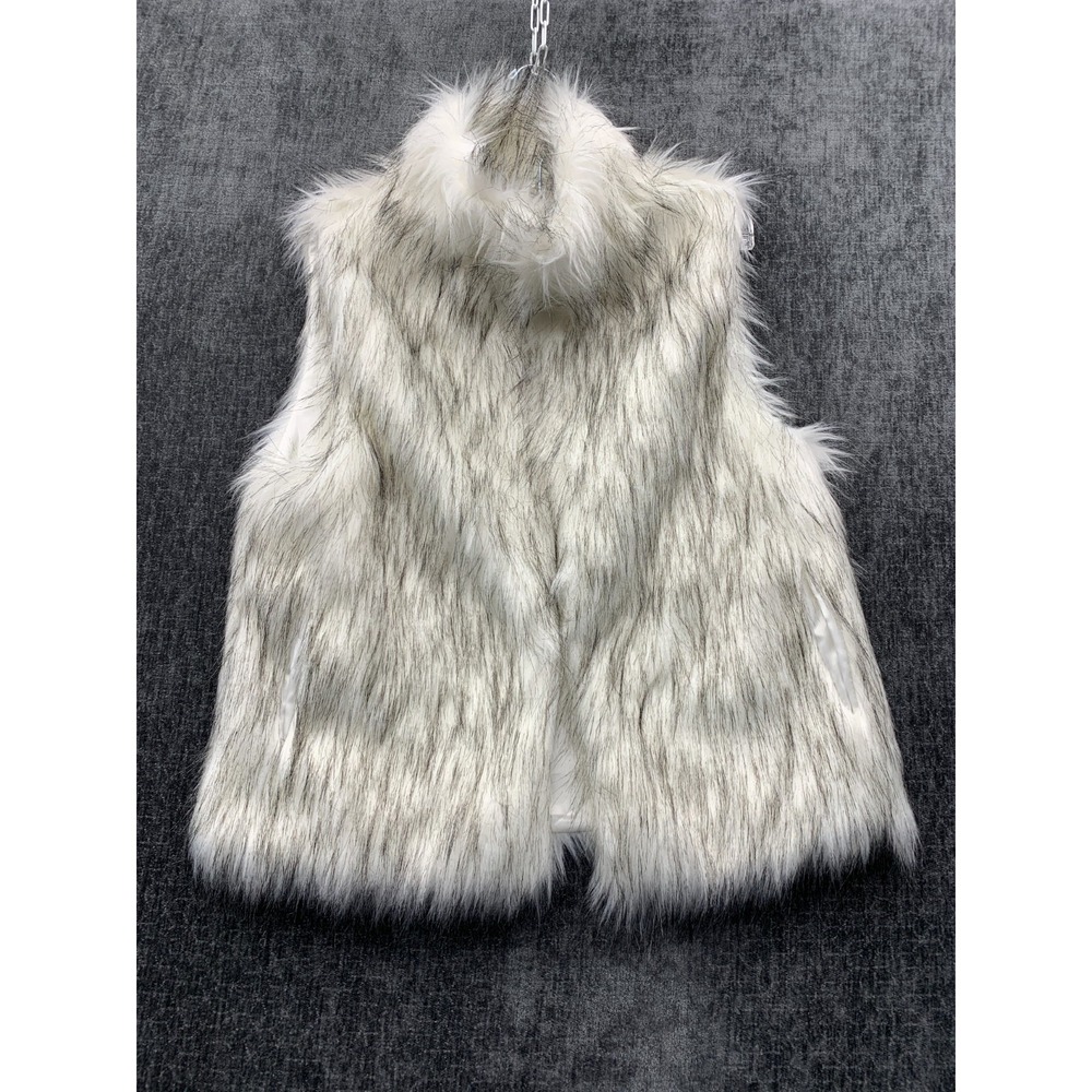 Womens Warm Faux Fur Vest Small White Lined Open Front Warm Outerwear‎ Fuzzy
